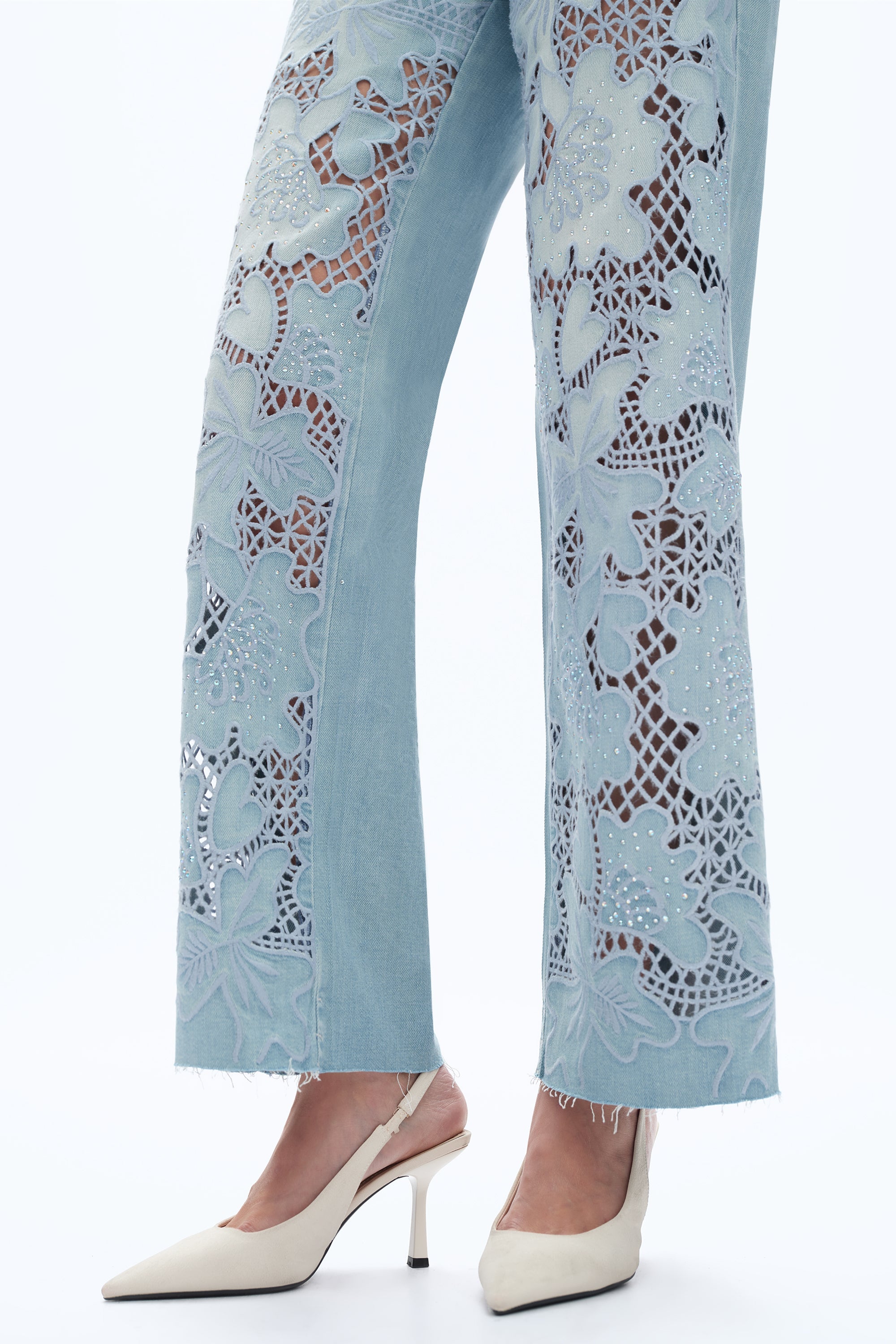 Embroidered Straight-Leg Jeans