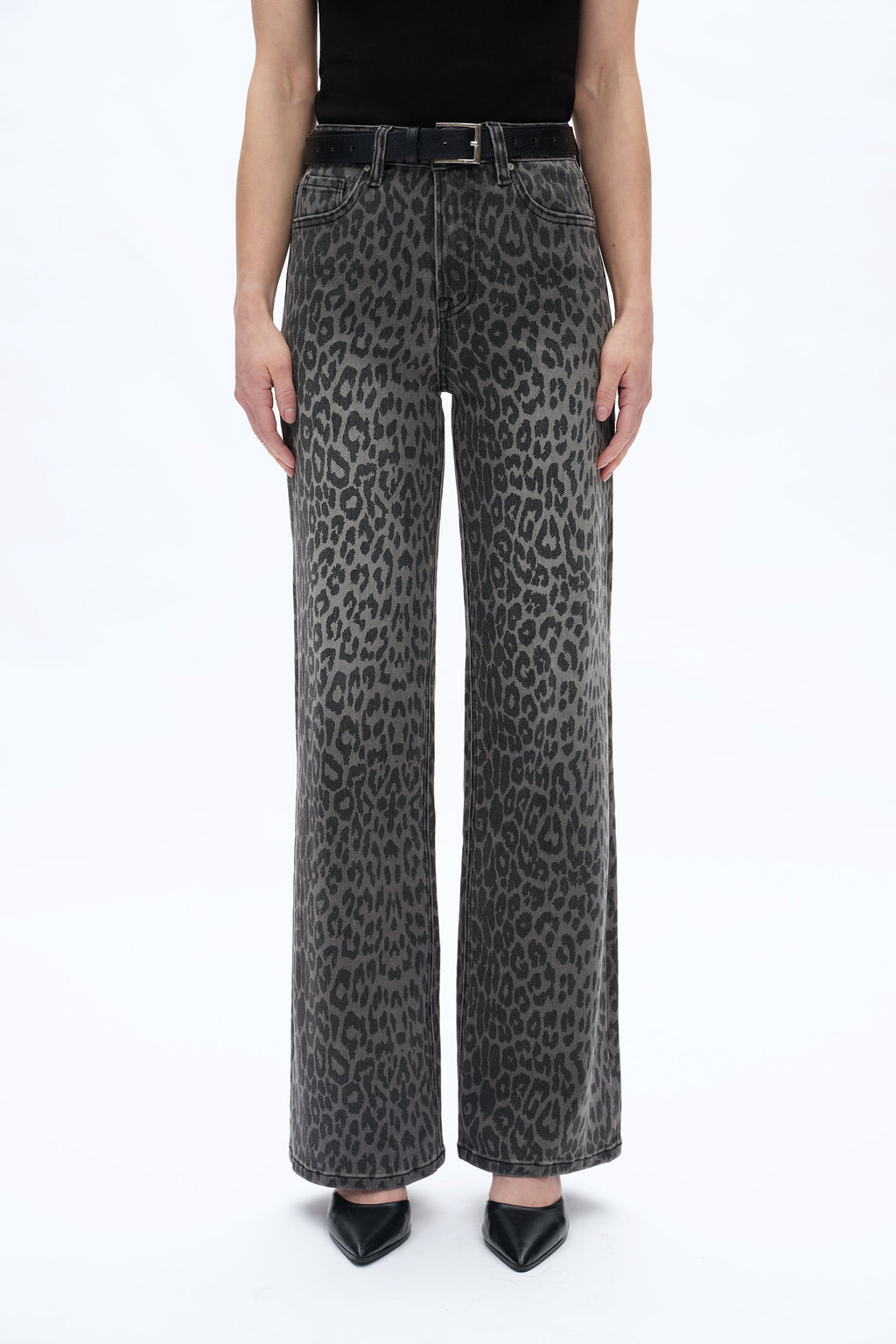 Leopard Print Wide Leg Jeans