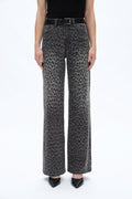 Leopard Print Wide Leg Jeans