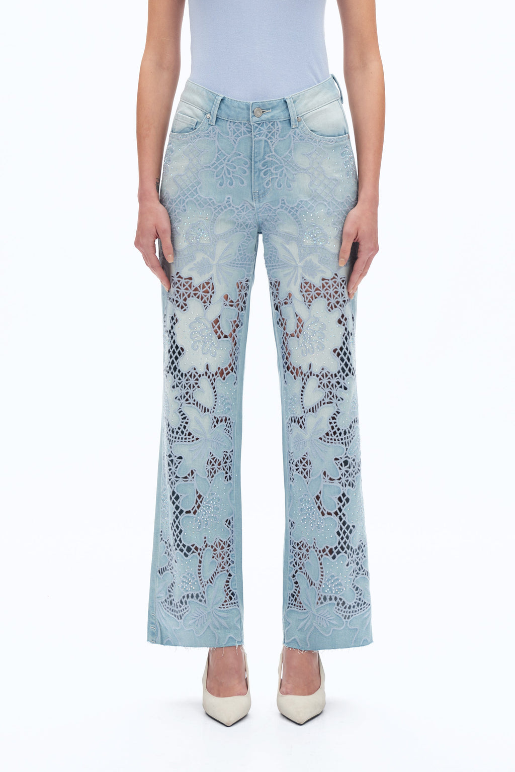 Embroidered Straight-Leg Jeans