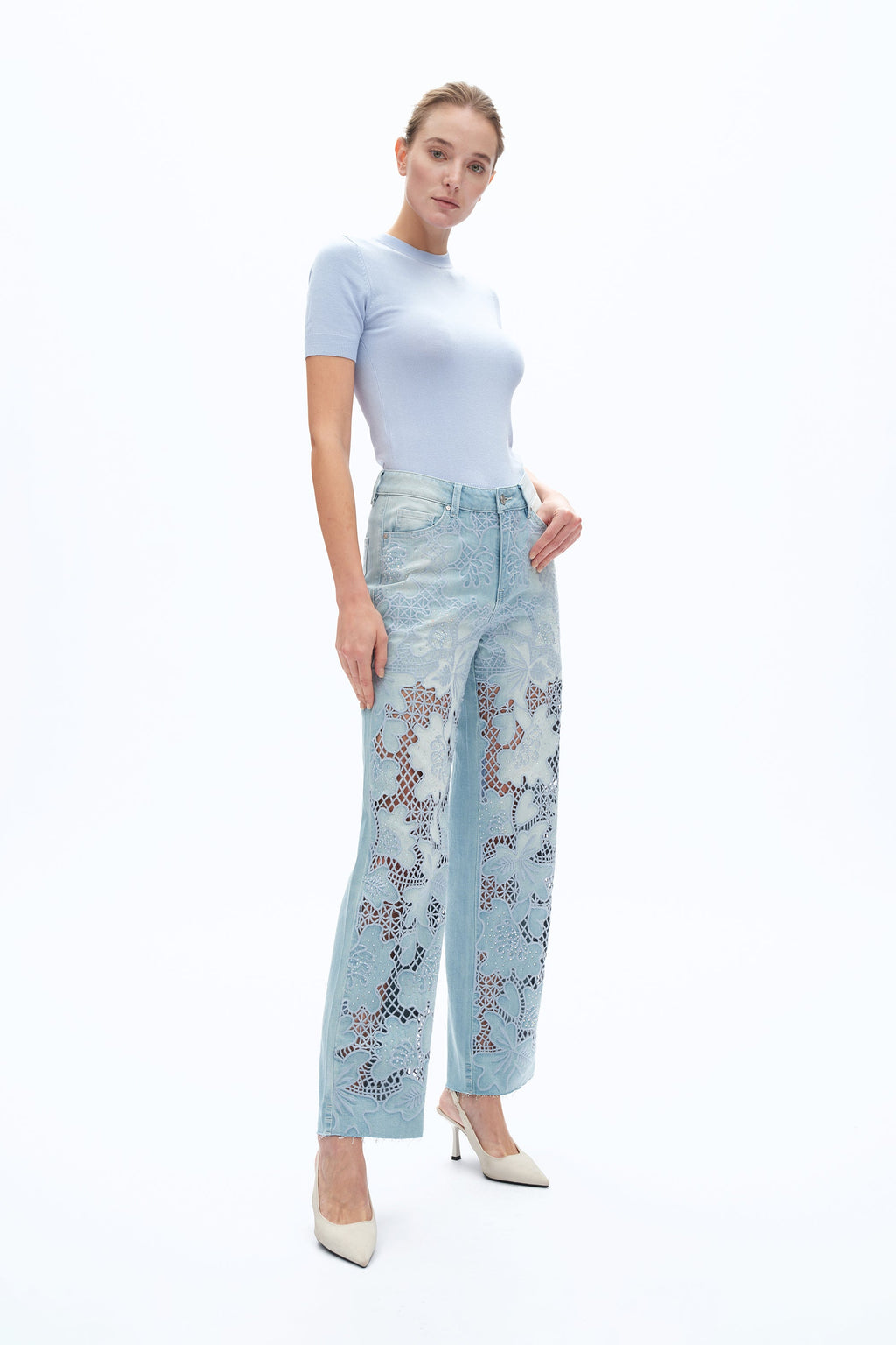 Embroidered Straight-Leg Jeans