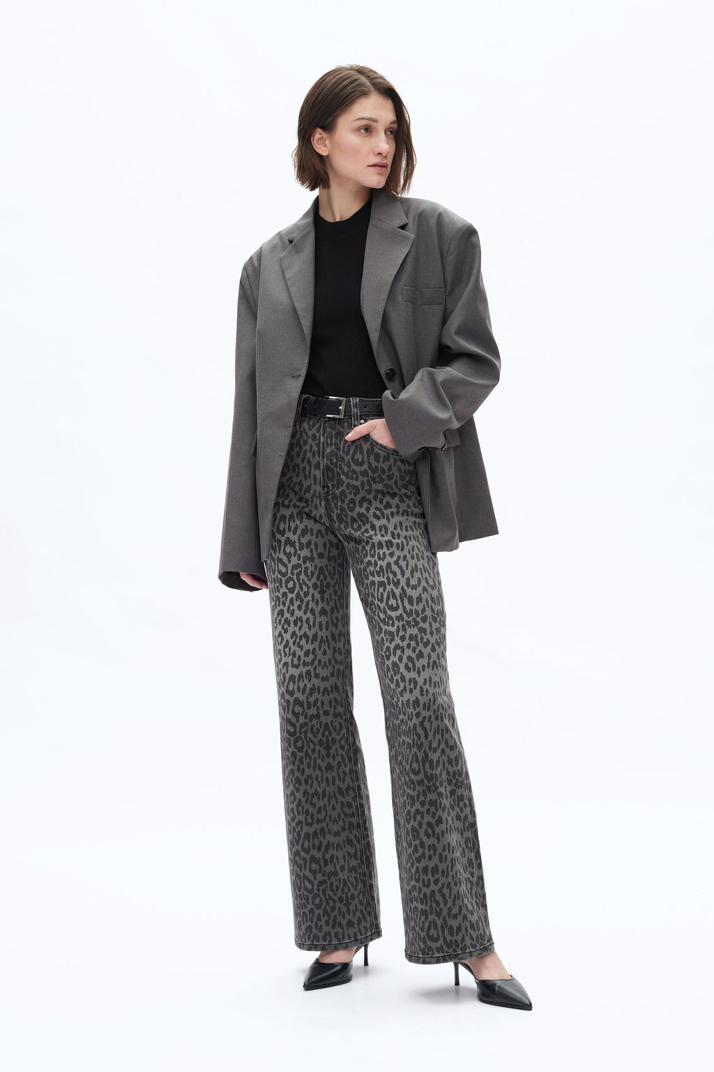 Leopard Print Wide Leg Jeans