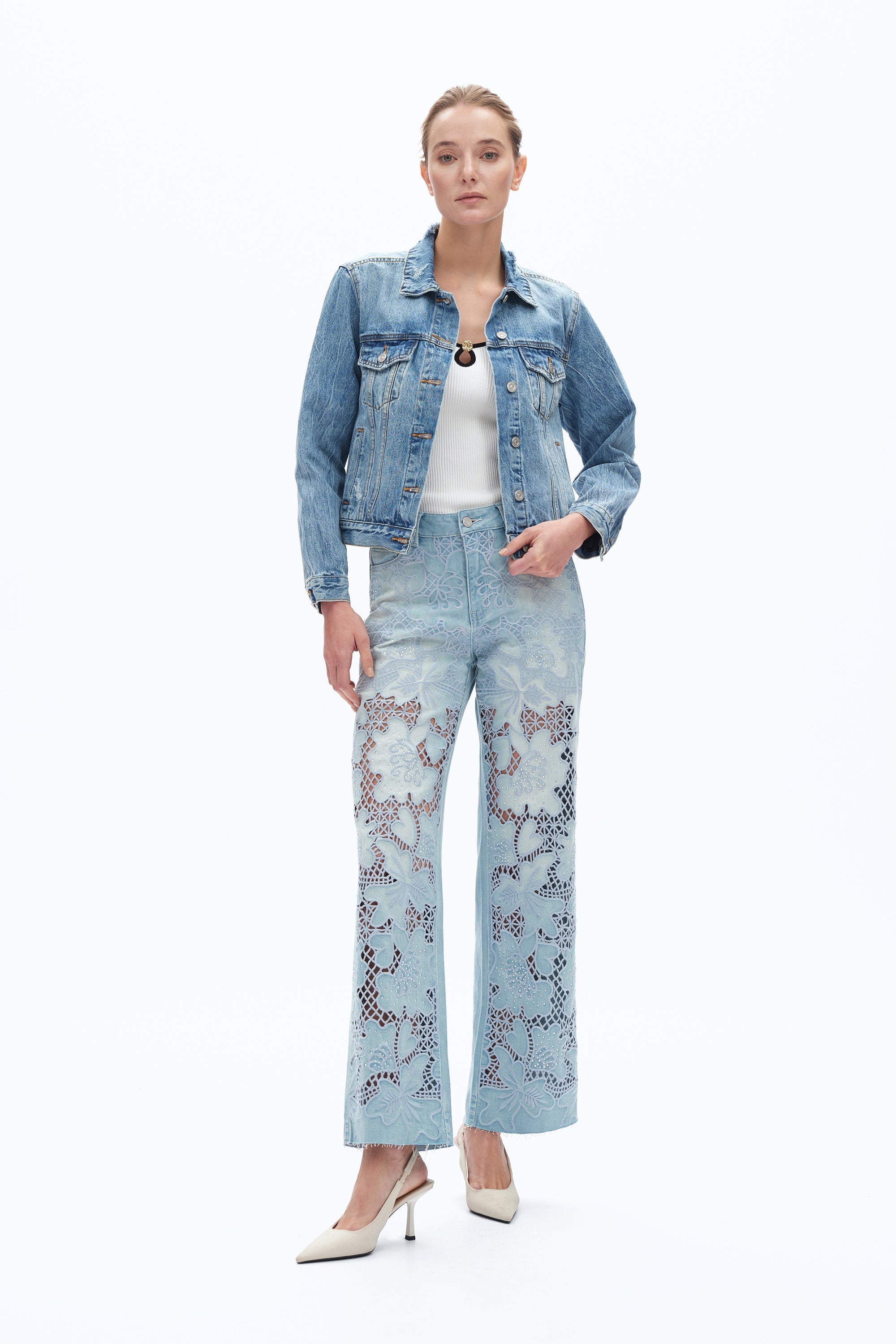 Embroidered Straight-Leg Jeans