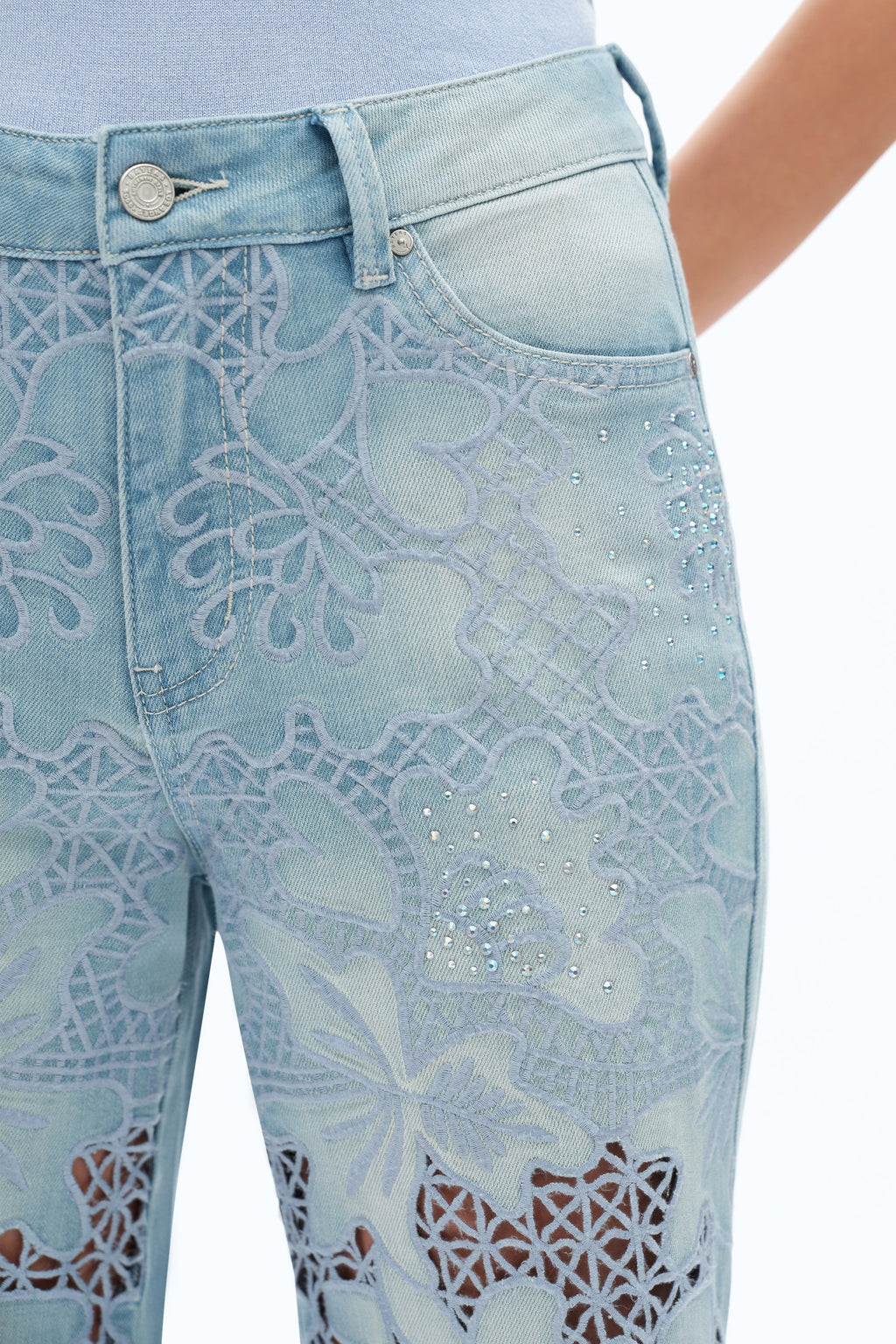 Embroidered Straight-Leg Jeans