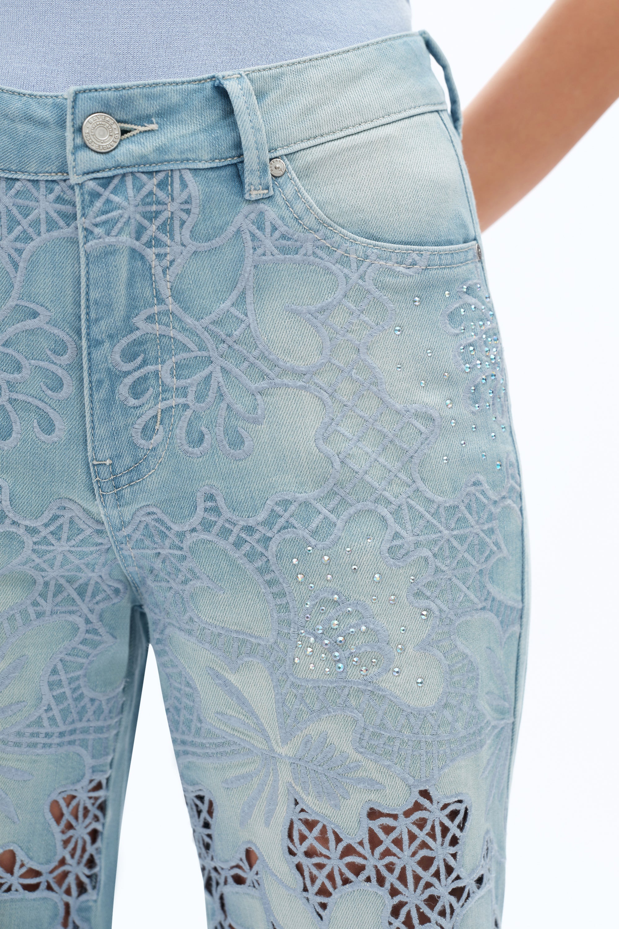 Embroidered Straight-Leg Jeans
