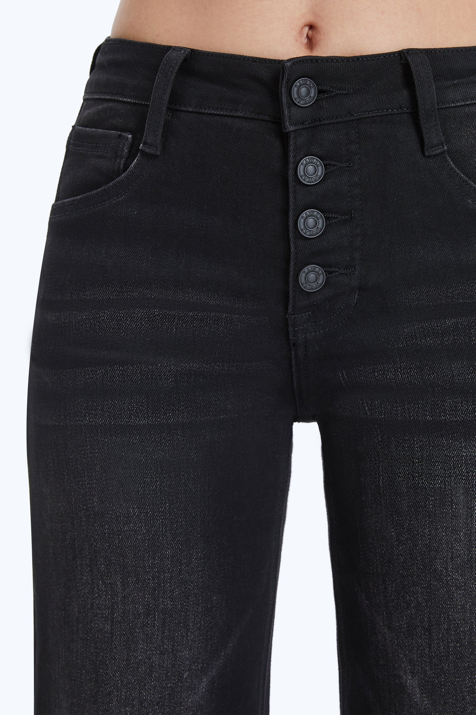 High Rise Wide Leg Denim Jeans With Frayed Hem