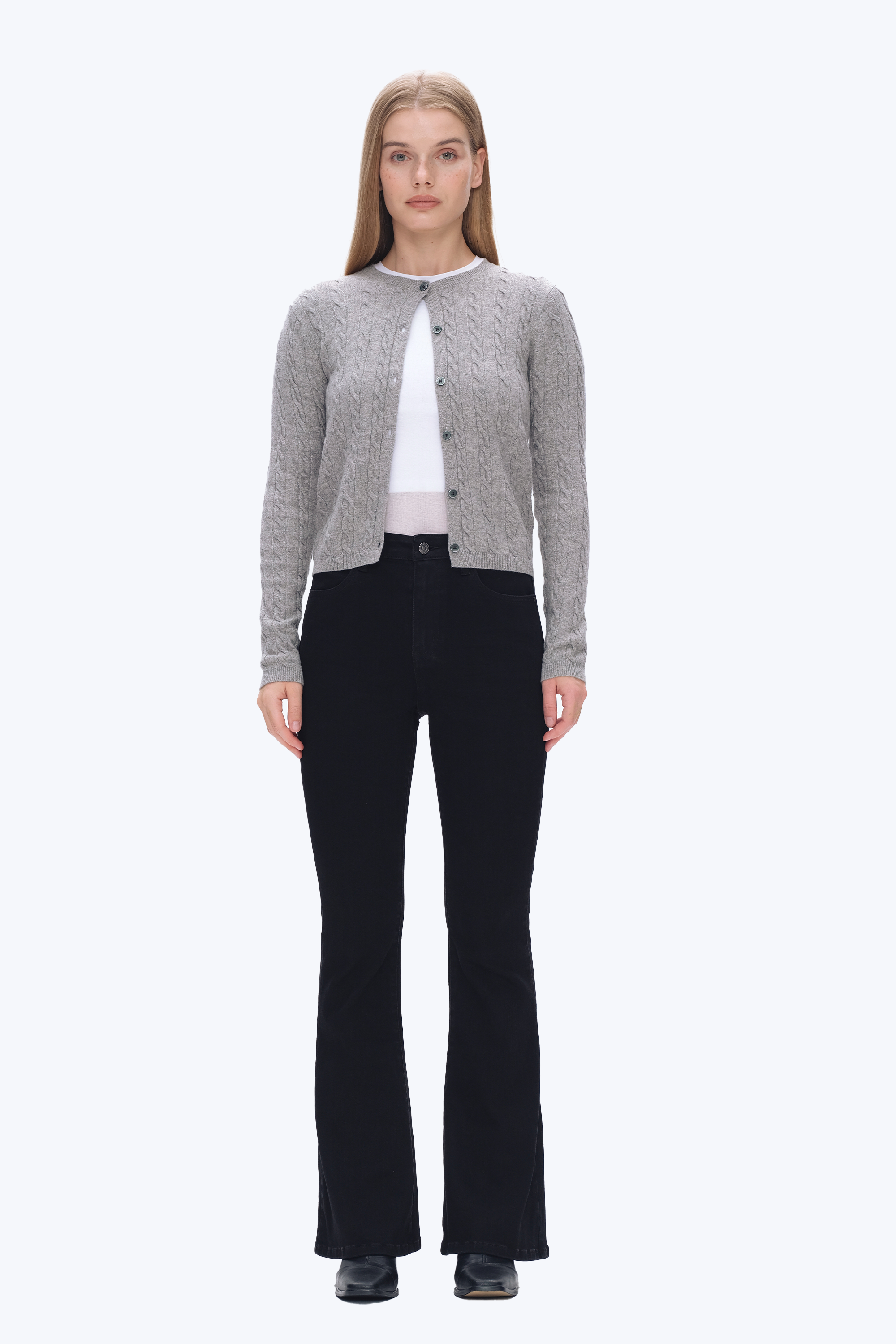 High Rise Flare Denim Jeans With Crinkle