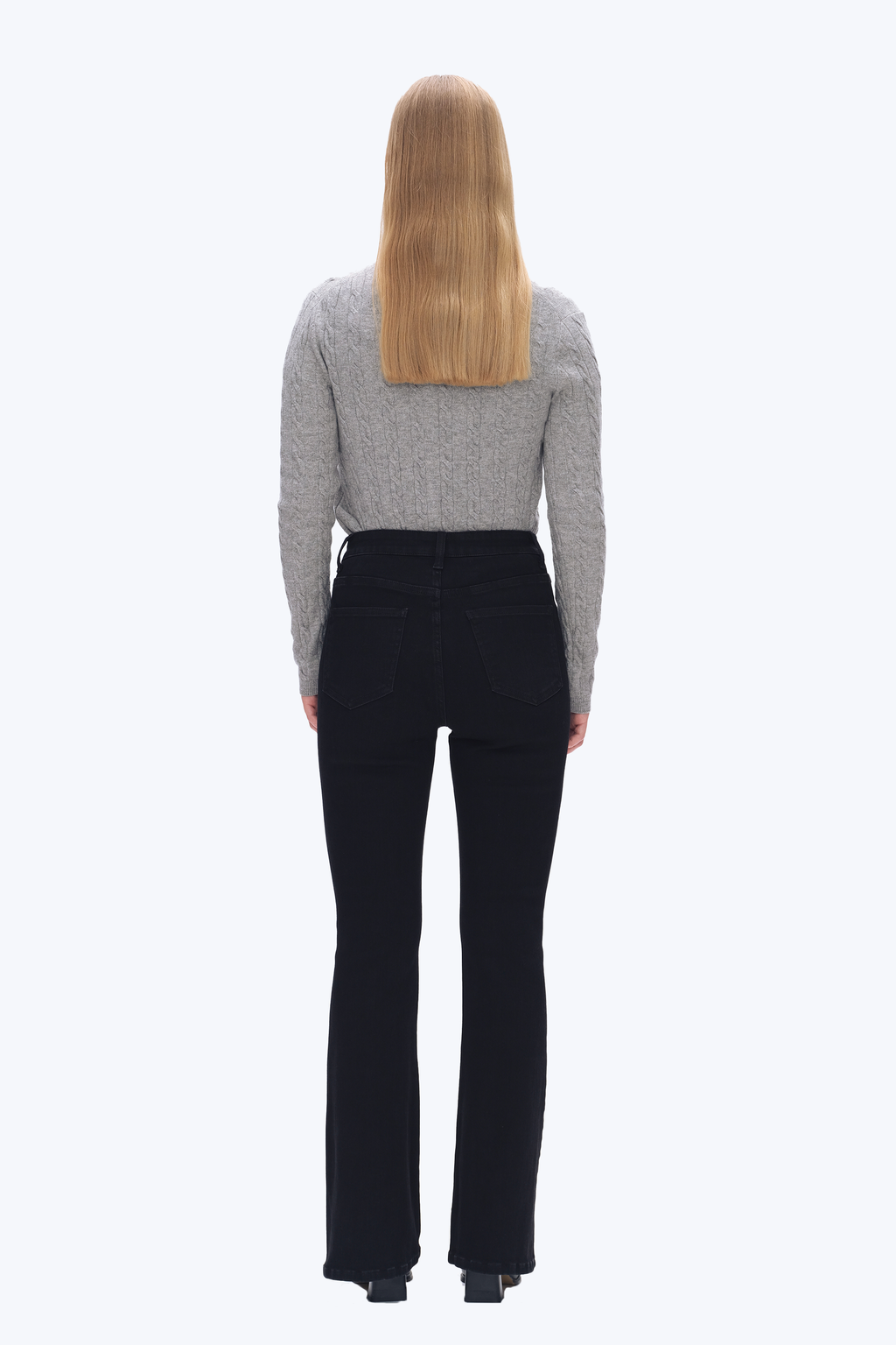 High Rise Flare Denim Jeans With Crinkle