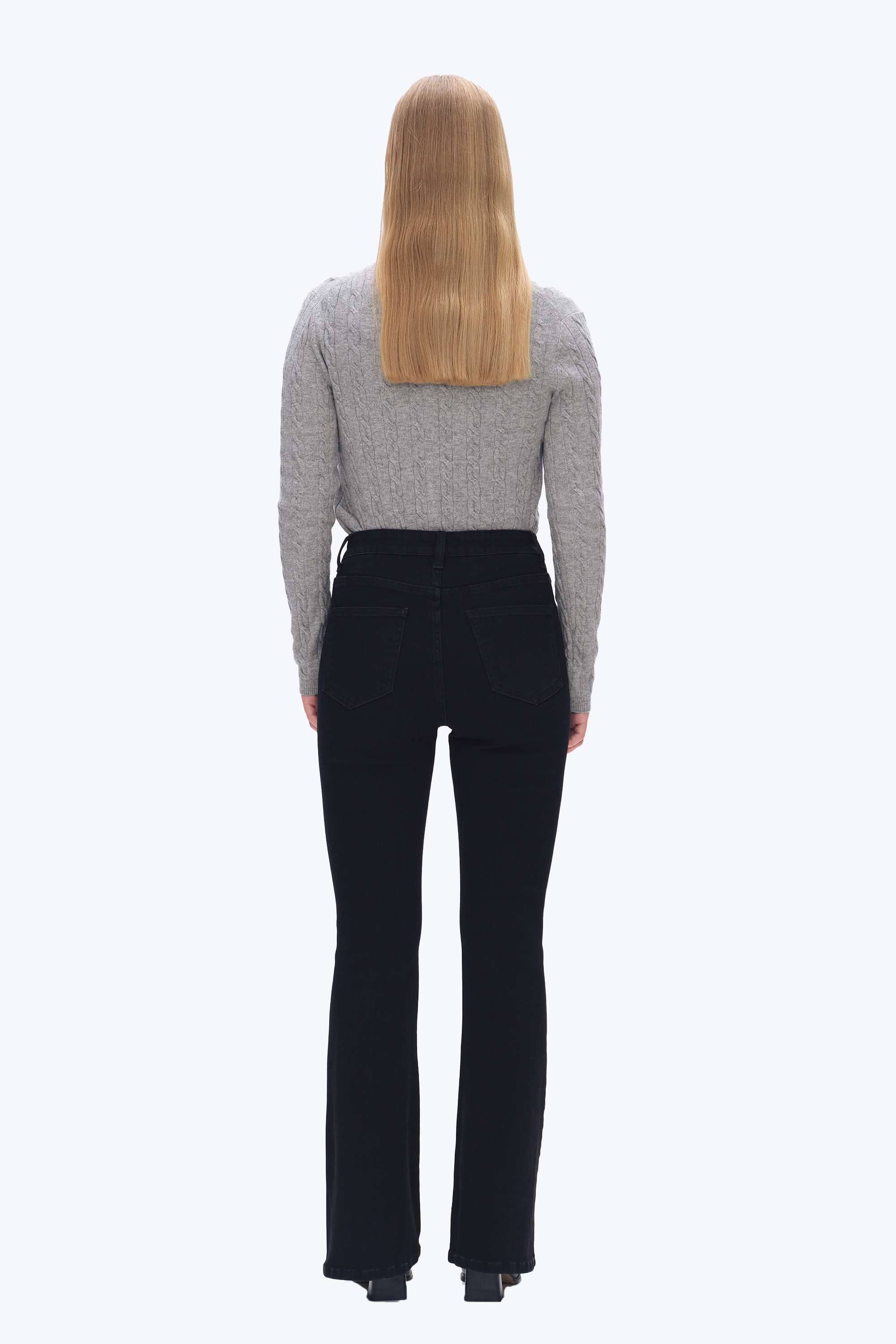 High Rise Flare Denim Jeans With Crinkle