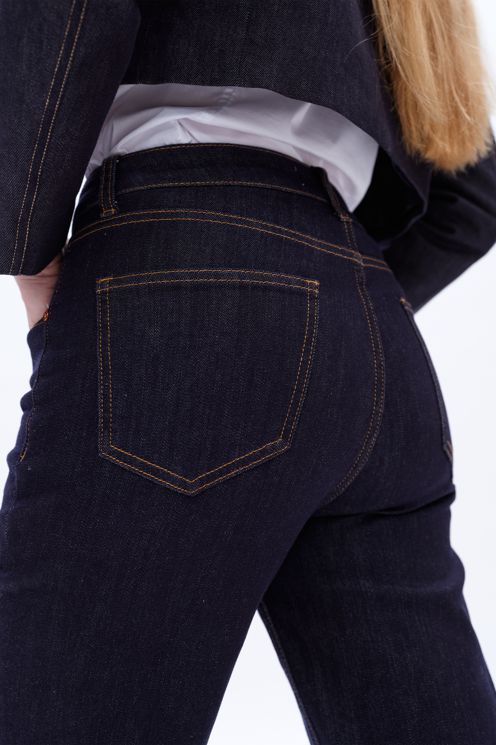 High Rise Straight Cuffed Denim Jeans