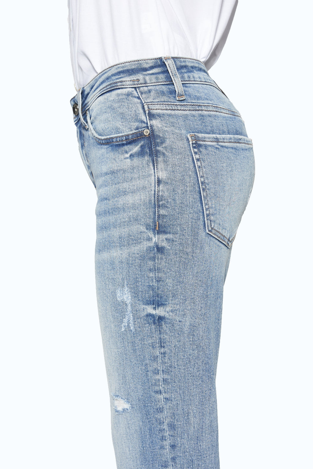 Flora Mid Rise Straight Cuffed Denim Jeans