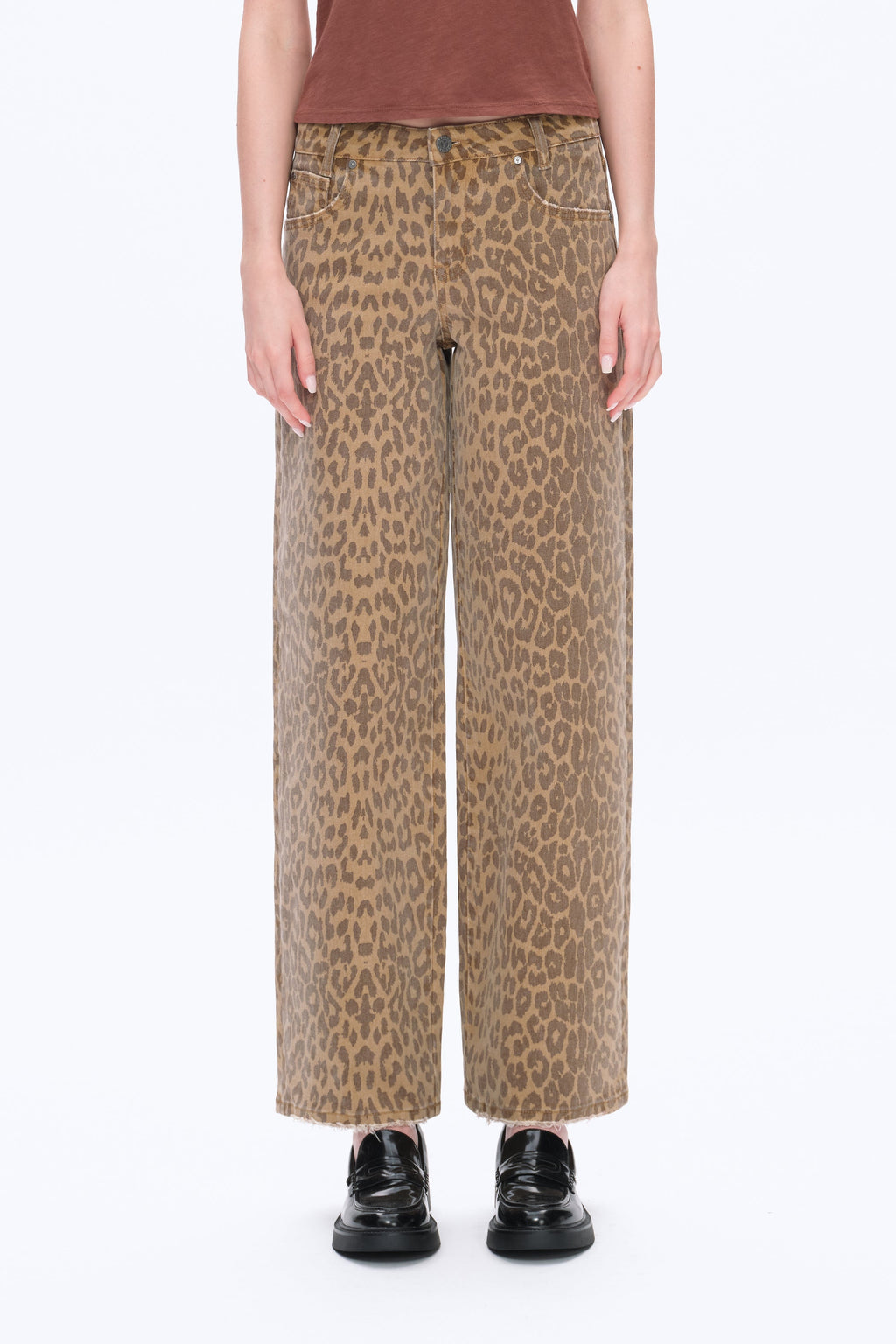 Leopard Print Relaxed Straight Pants