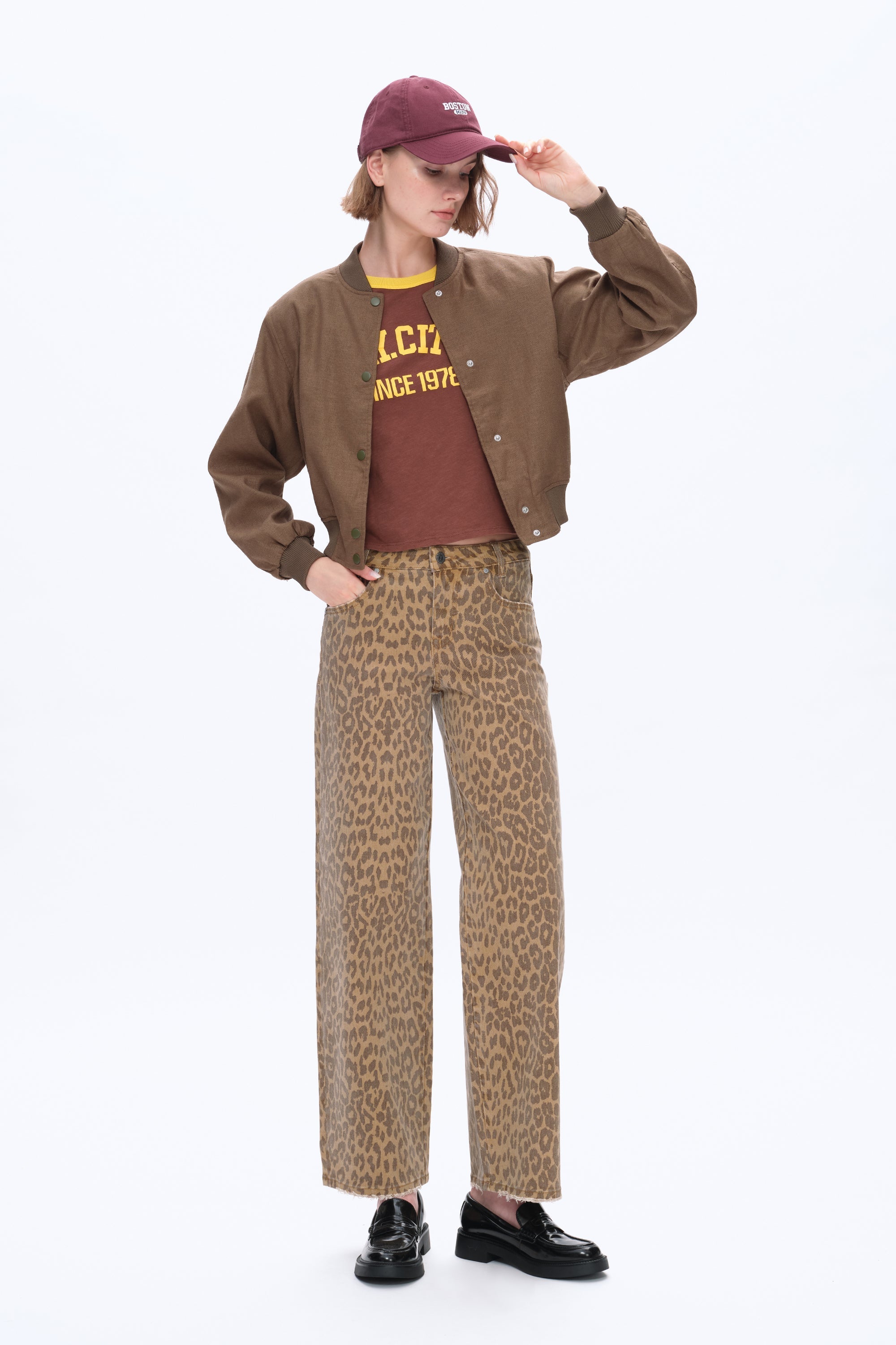 Leopard Print Relaxed Straight Pants