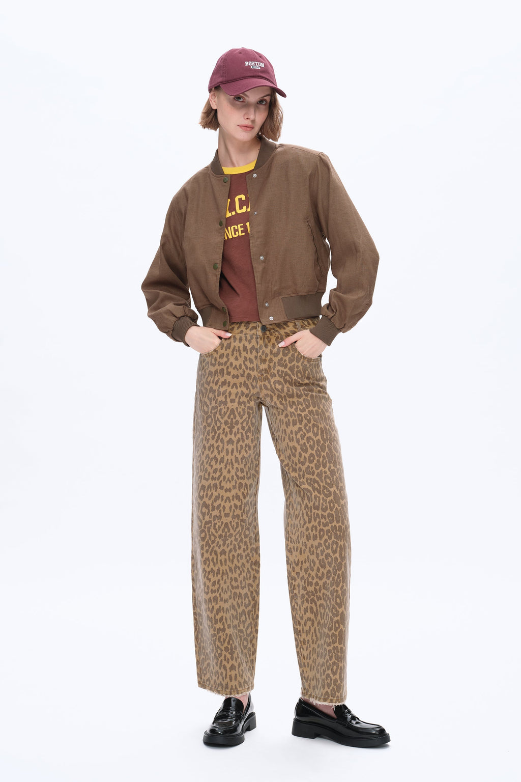 Leopard Print Relaxed Straight Pants