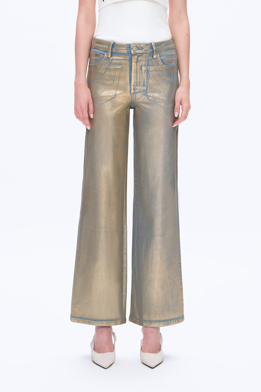 Metallic Wide Leg Jeans for Women