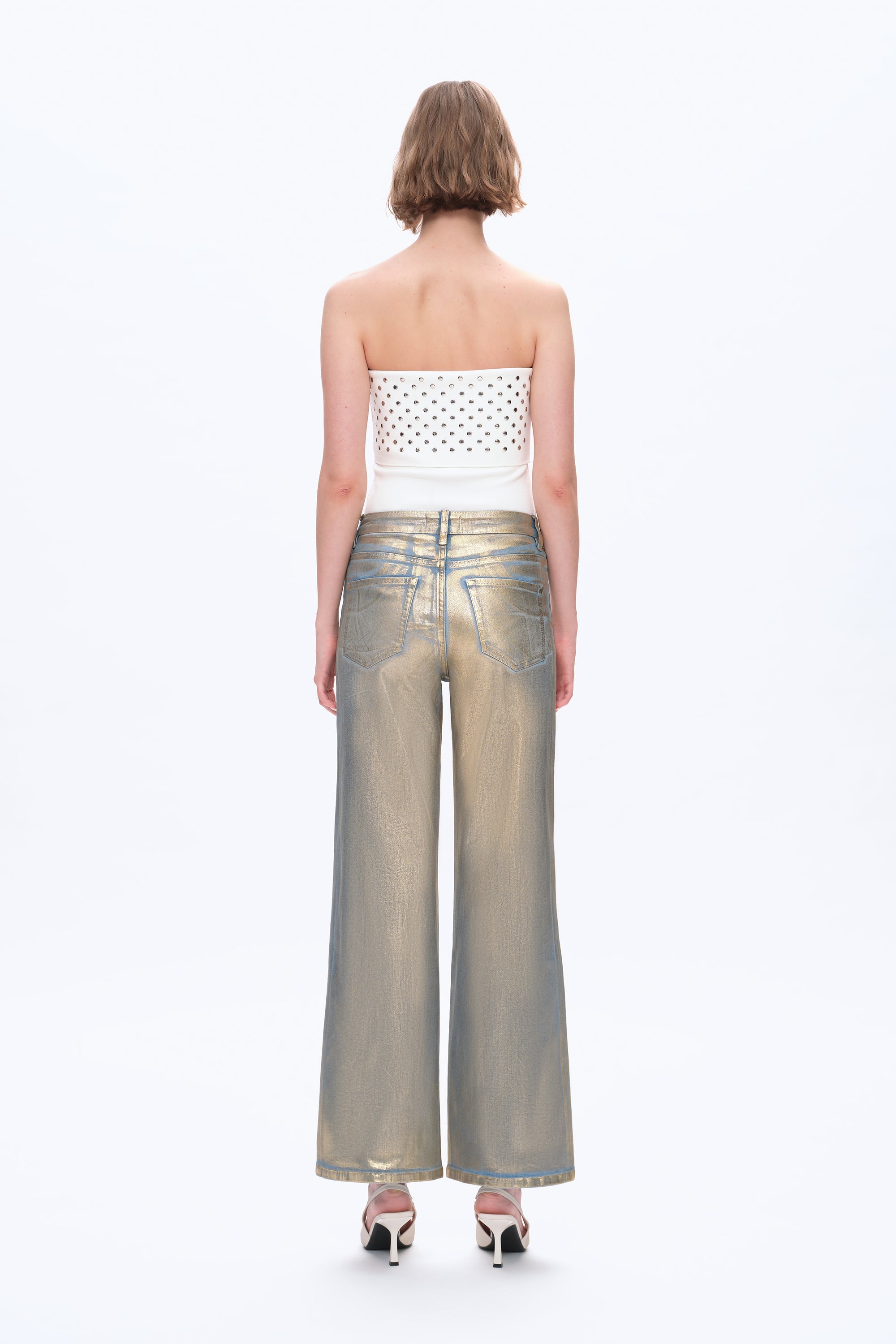 Metallic Wide Leg Jeans for Women