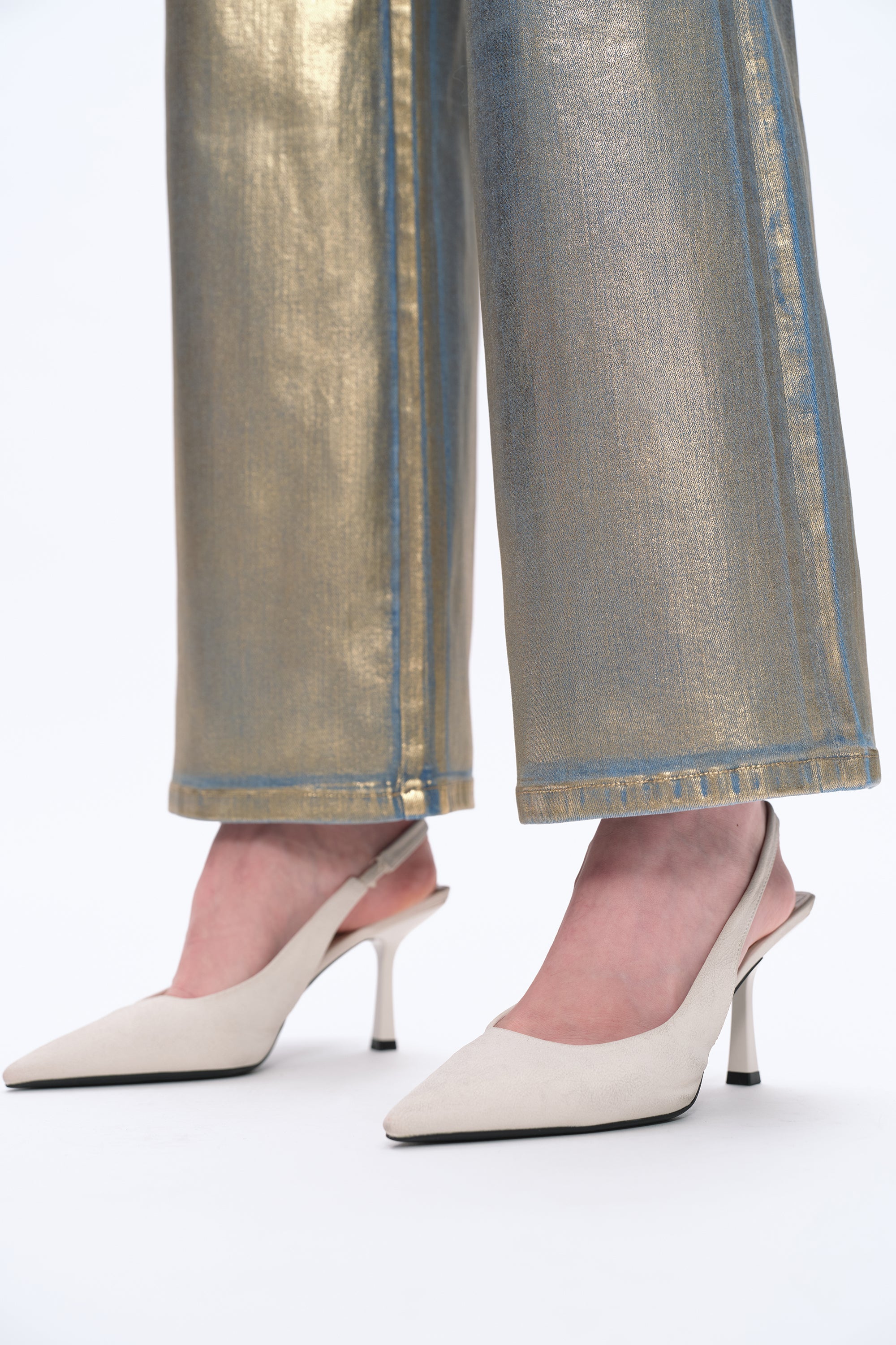 Metallic Wide Leg Jeans for Women